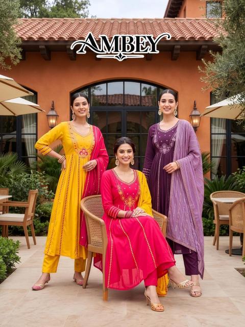 Desi kudi ambey 3pcs kurti exporter wholesaler